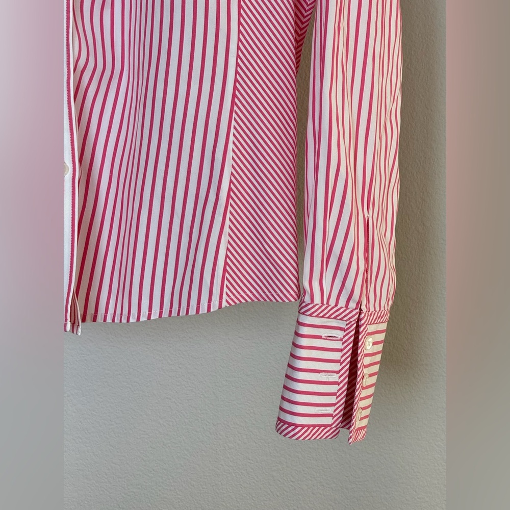 Pink And White Alternating Stripe Button Down - image 3